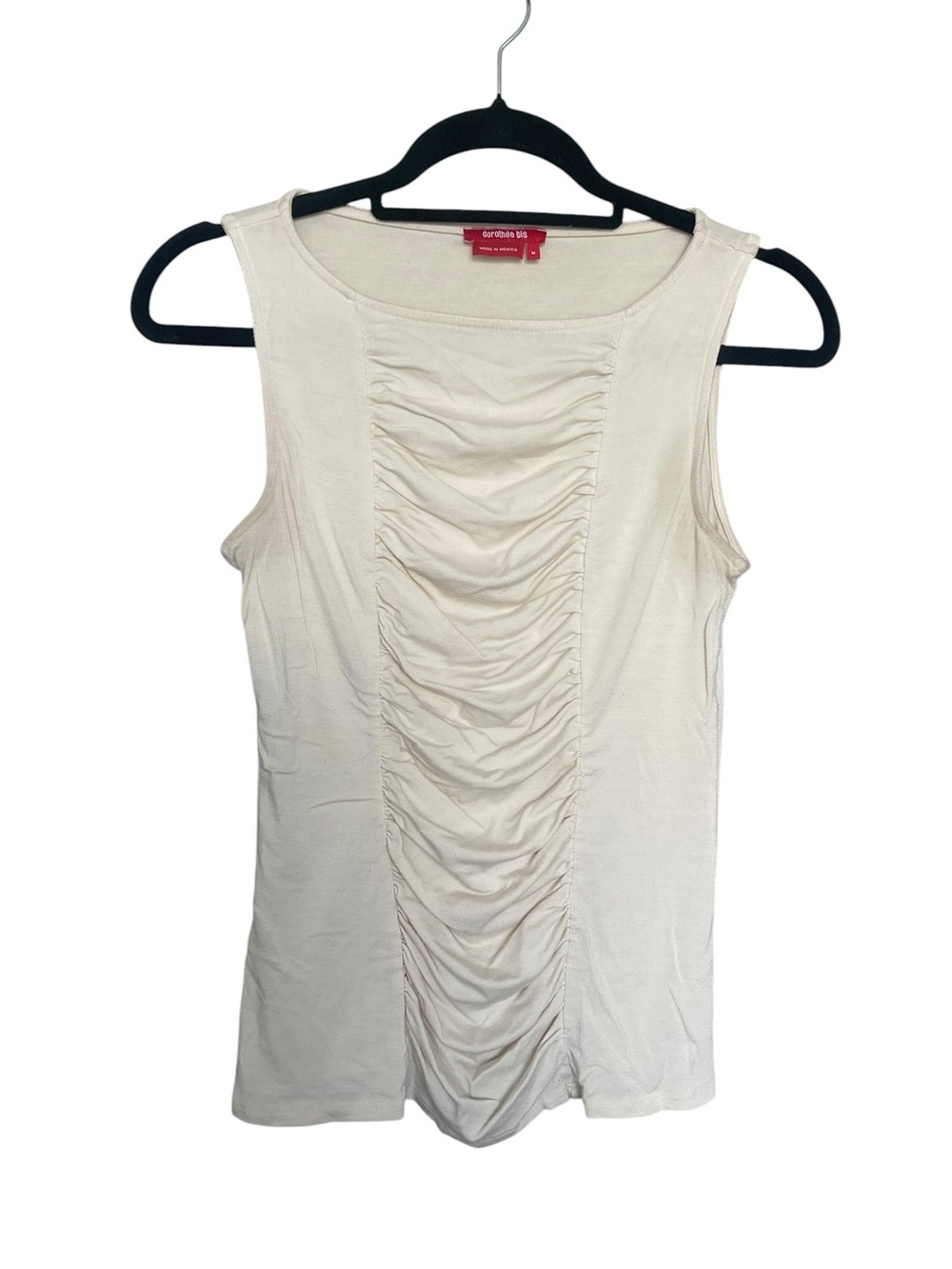 Dorothee Bis Cream Sleeveless Ruched Front Tank